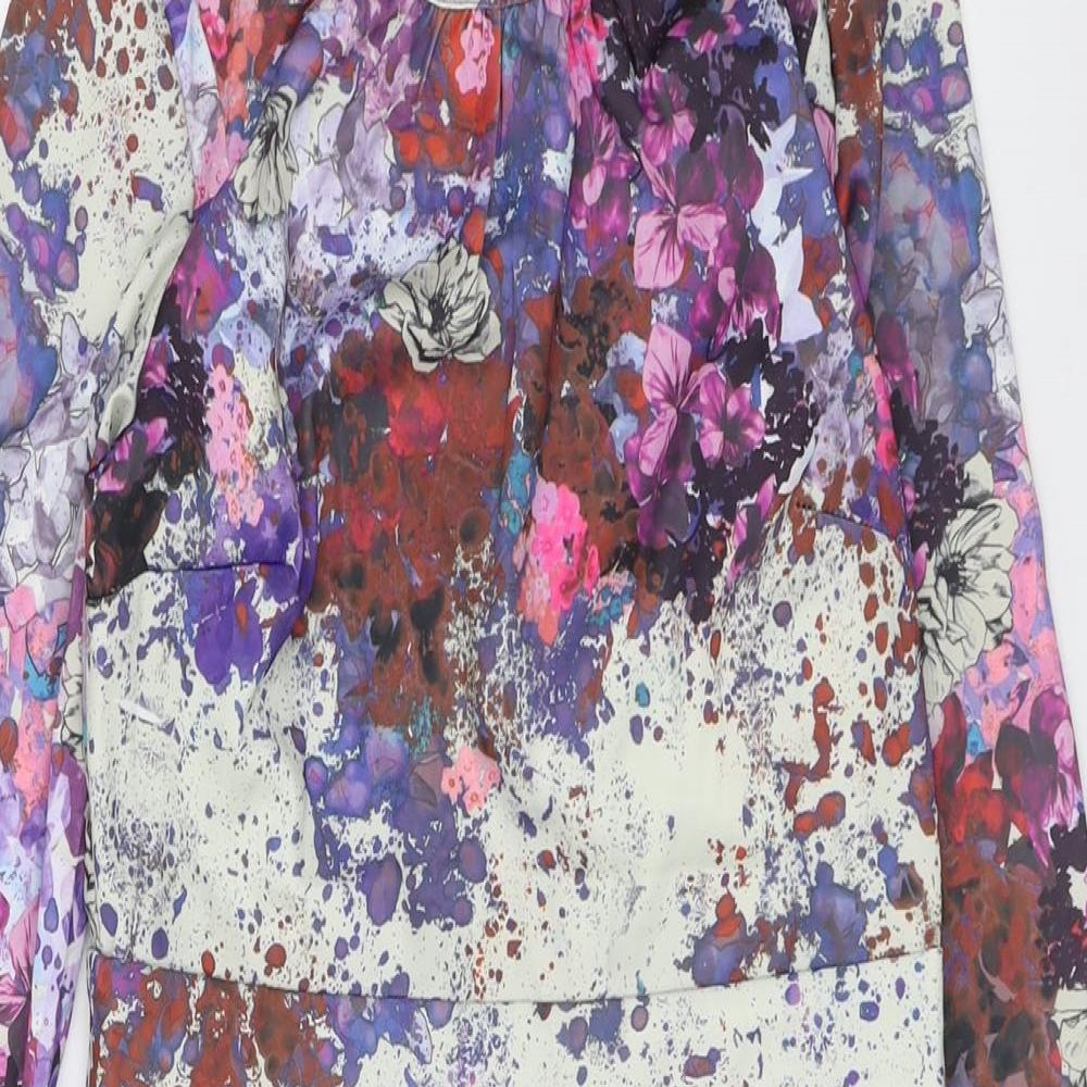 H&M Womens Multicoloured Geometric Polyester A-Line Size 10 Round Neck Zip