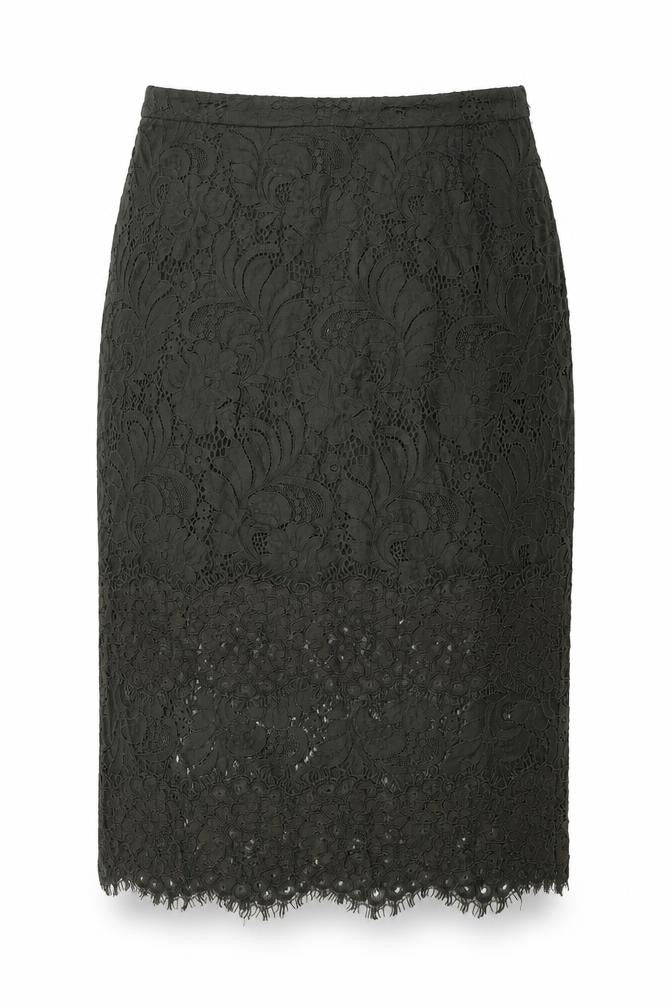 H&M Womens Green Floral Cotton A-Line Skirt Size 14 Zip