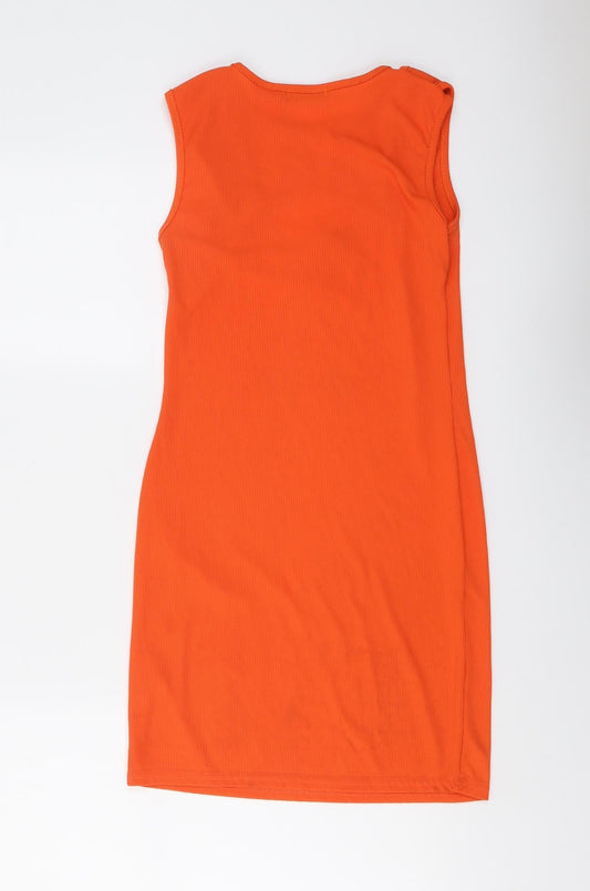 PRETTYLITTLETHING Womens Orange Polyester A-Line Size 12 Round Neck Pullover
