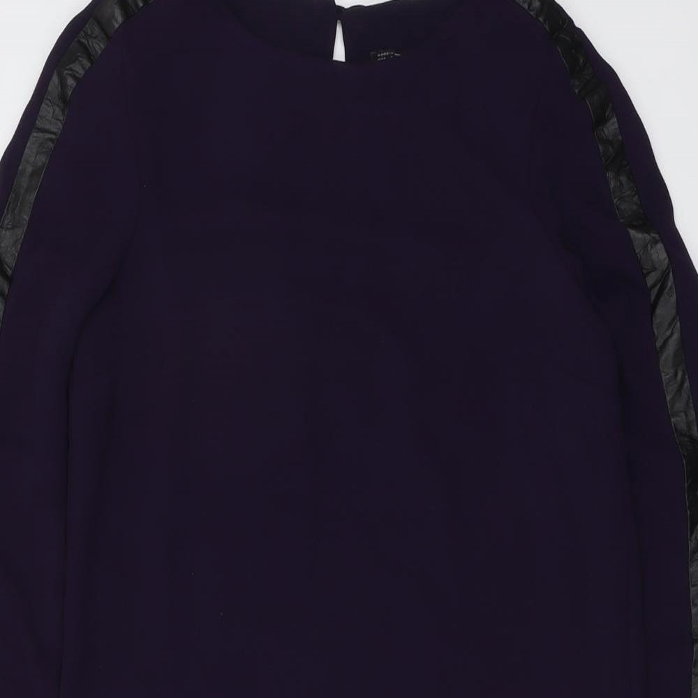 Zara Womens Purple Polyester A-Line Size XS Round Neck Button