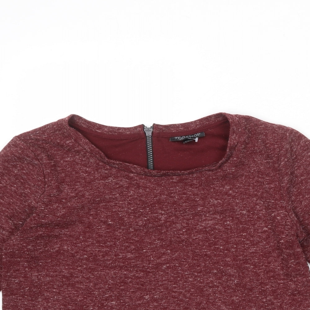 Topshop Womens Red Round Neck Polyester Pullover Jumper Size 6