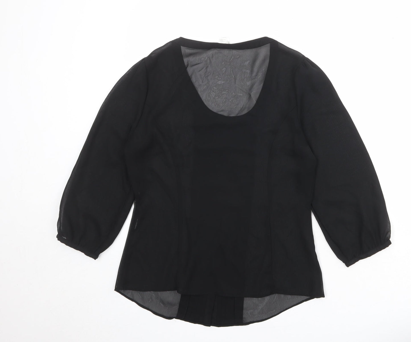 Laura Clement Womens Black Polyester Basic Blouse Size 10 Scoop Neck