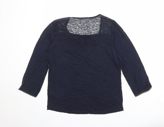 The White Company Womens Blue Viscose Basic T-Shirt Size XS Round Neck - Lace Neckline