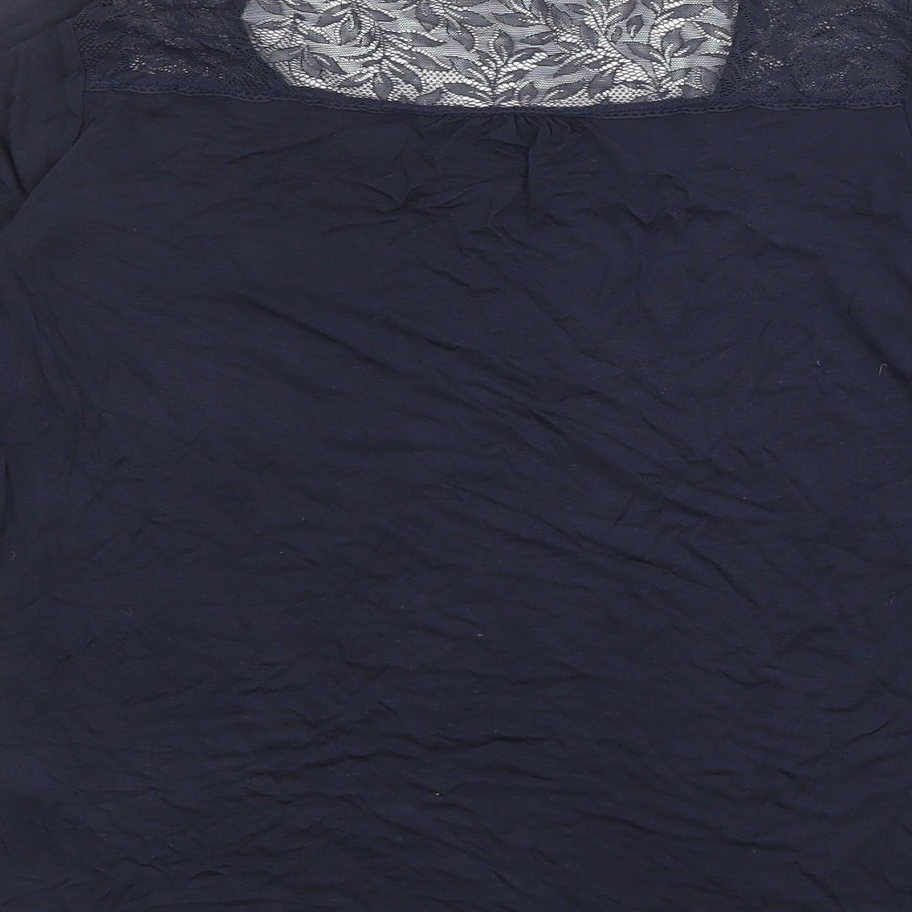 The White Company Womens Blue Viscose Basic T-Shirt Size XS Round Neck - Lace Neckline