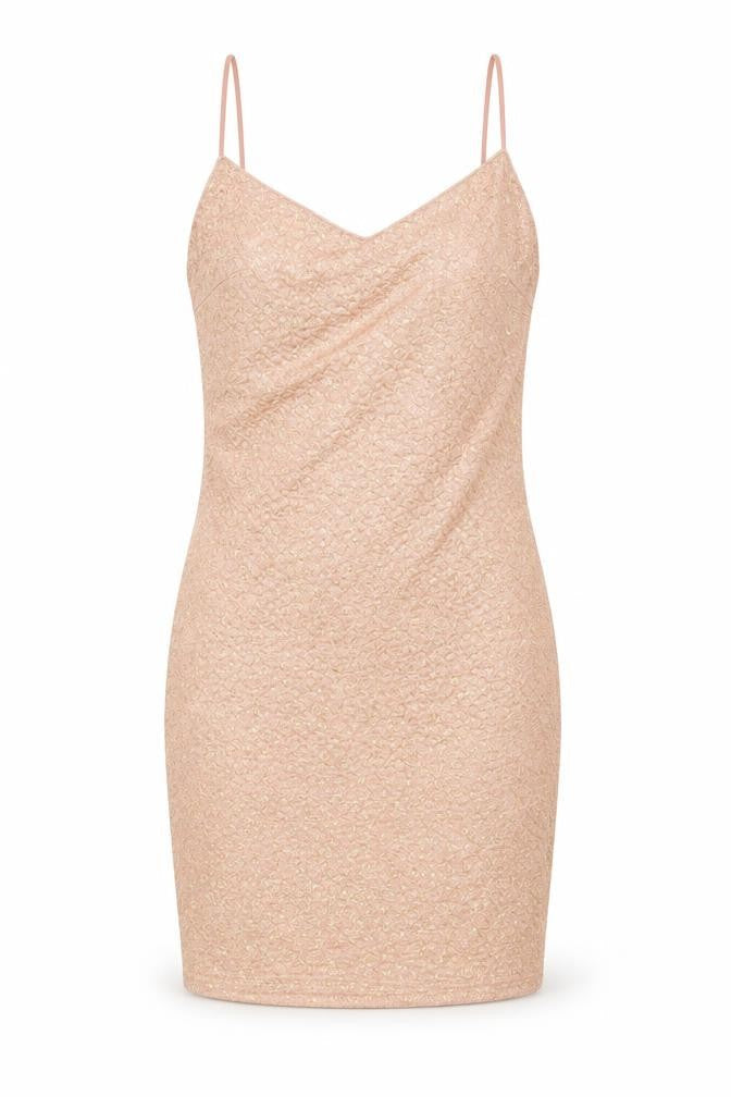 Urmoda Womens Pink Geometric Polyester Slip Dress Size M V-Neck Pullover