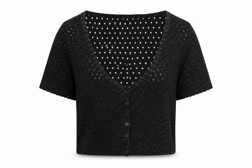 H&M Womens Black Scoop Neck Polyester Cardigan Jumper Size L