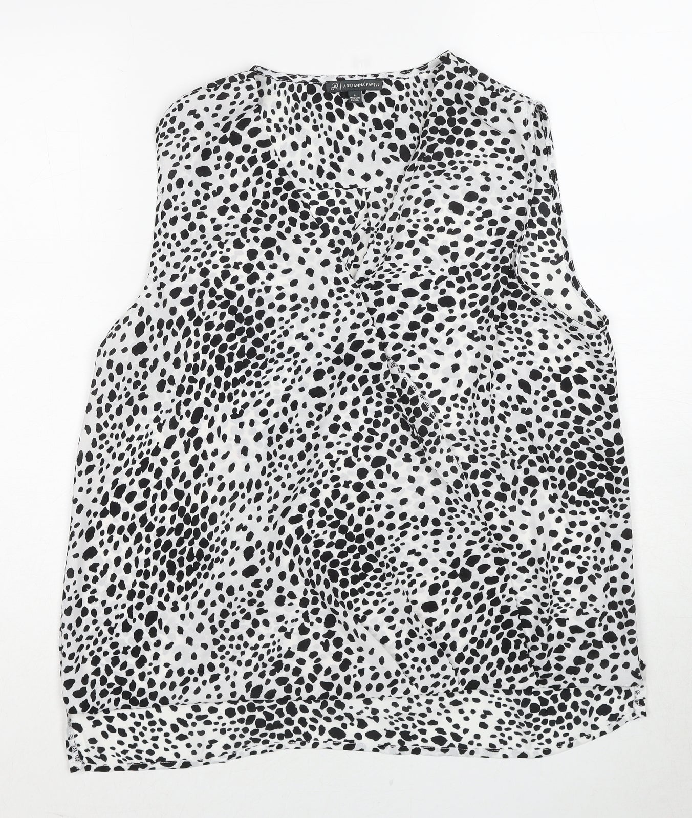 Adrianna Papell Womens Multicoloured Geometric Polyester Basic Tank Size L V-Neck