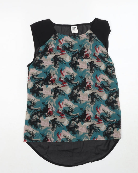 VERO MODA Womens Multicoloured Geometric Polyester Basic Blouse Size S Round Neck