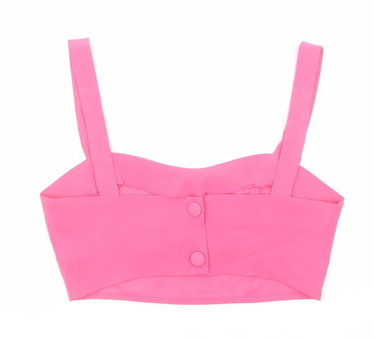 Reclaimed Vintage Womens Pink Polyester Cropped Tank Size 10 Sweetheart