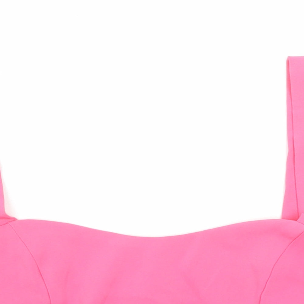 Reclaimed Vintage Womens Pink Polyester Cropped Tank Size 10 Sweetheart