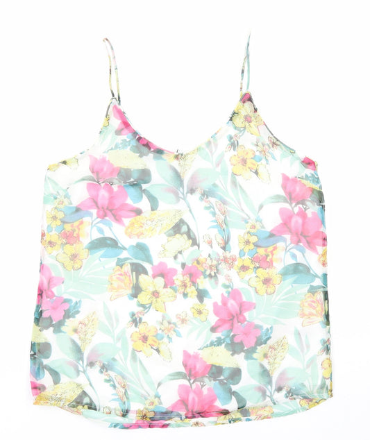 VERO MODA Womens Multicoloured Floral Polyester Camisole Tank Size M Scoop Neck