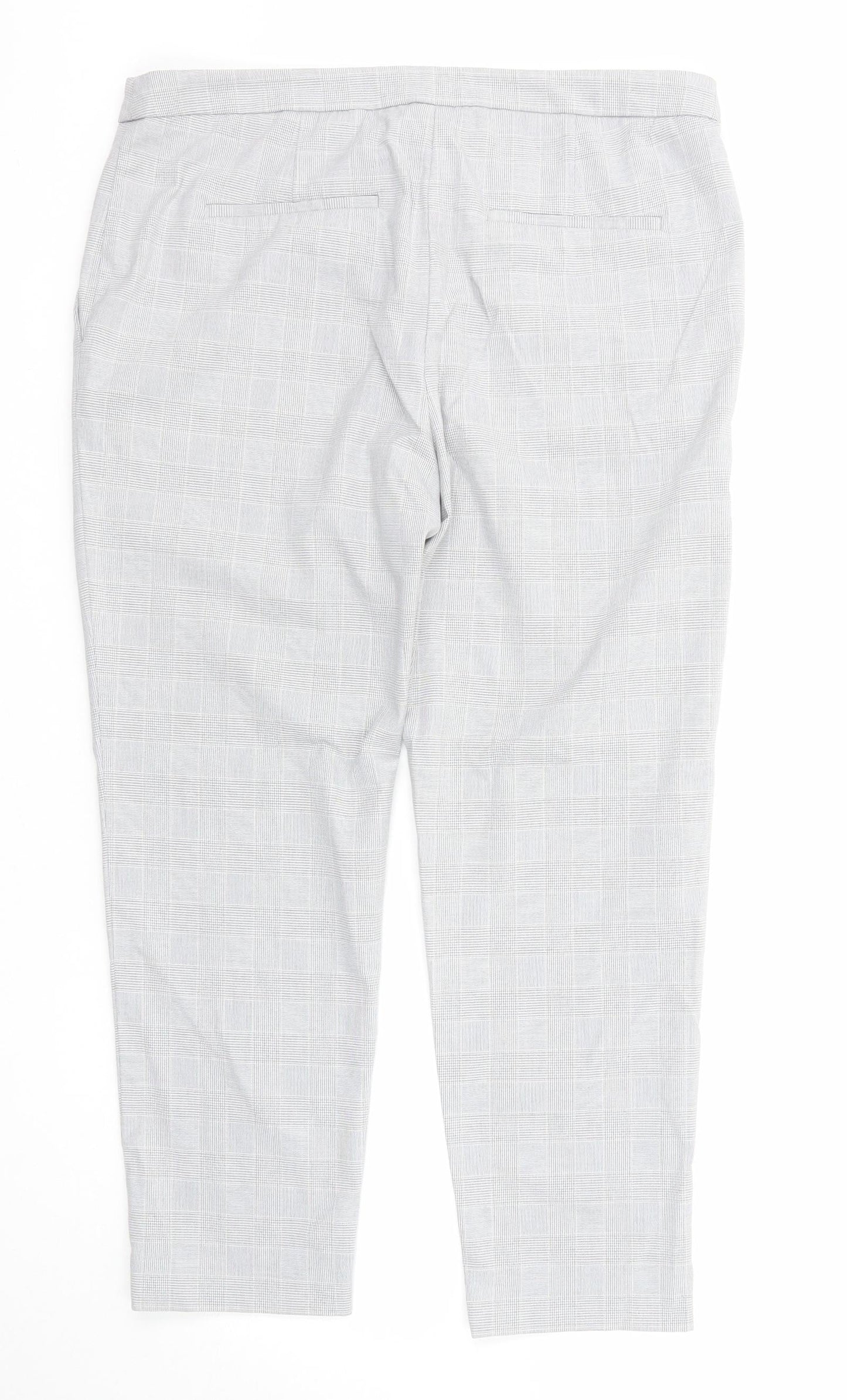 H&M Womens Grey Check Polyester Dress Pants Trousers Size 14 Regular Zip