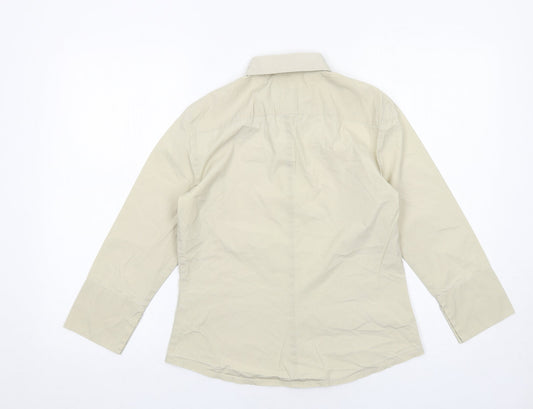 French Connection Womens Beige Cotton Basic Button-Up Size S Collared