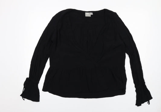 ASOS Womens Black Viscose Basic Blouse Size 6 V-Neck