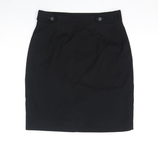 Penny Black Womens Black Wool Straight & Pencil Skirt Size 14 Button