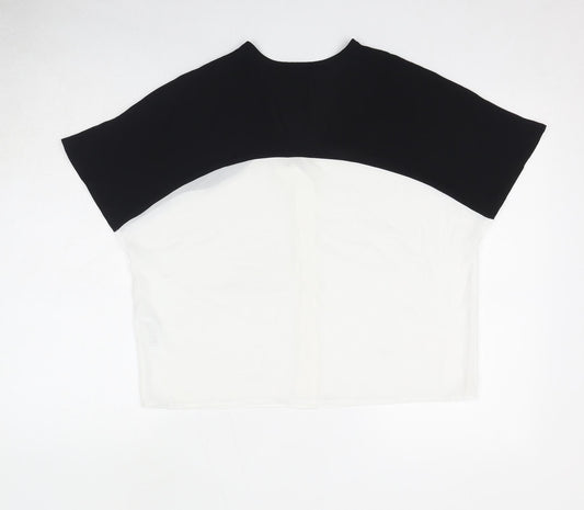 ASOS Womens Black Colourblock Polyester Basic Button-Up Size 8 V-Neck