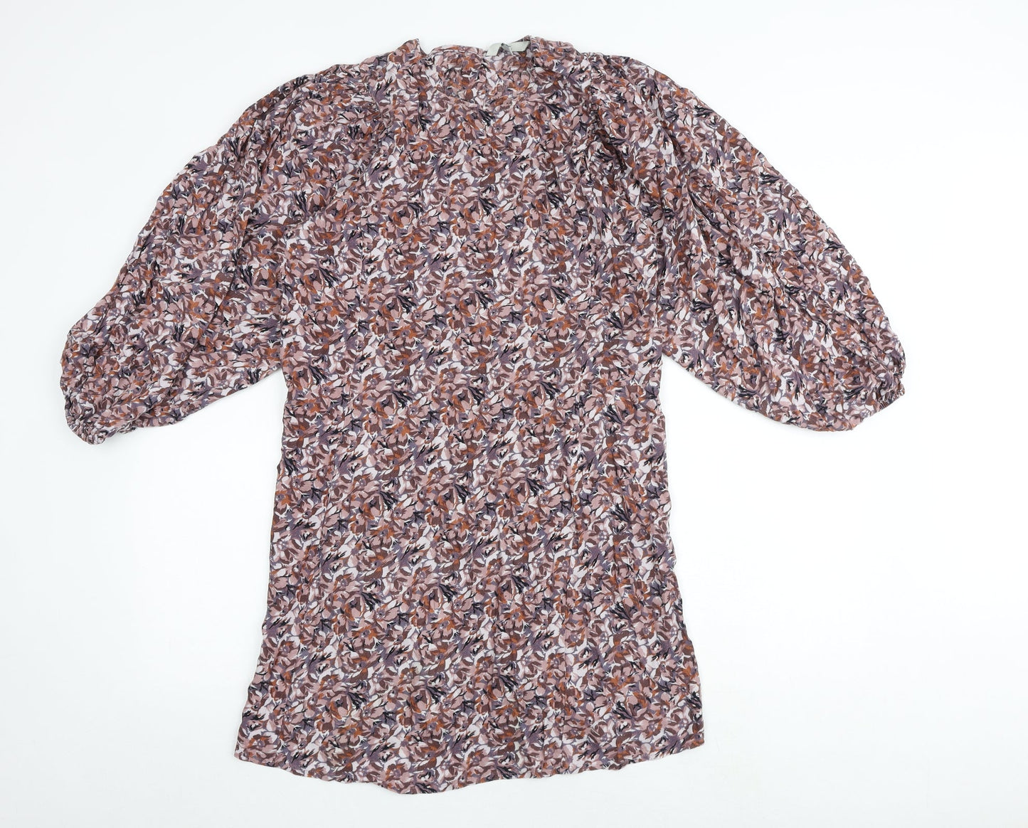 NEXT Womens Multicoloured Geometric Viscose A-Line Size 8 Round Neck Button
