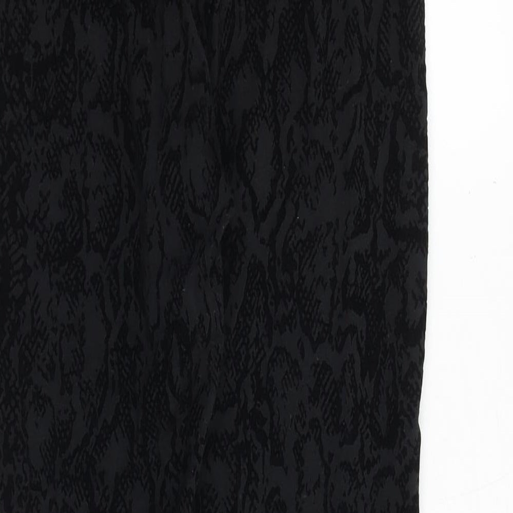 Marks and Spencer Womens Black Geometric Cotton Trousers Size 10 Regular
