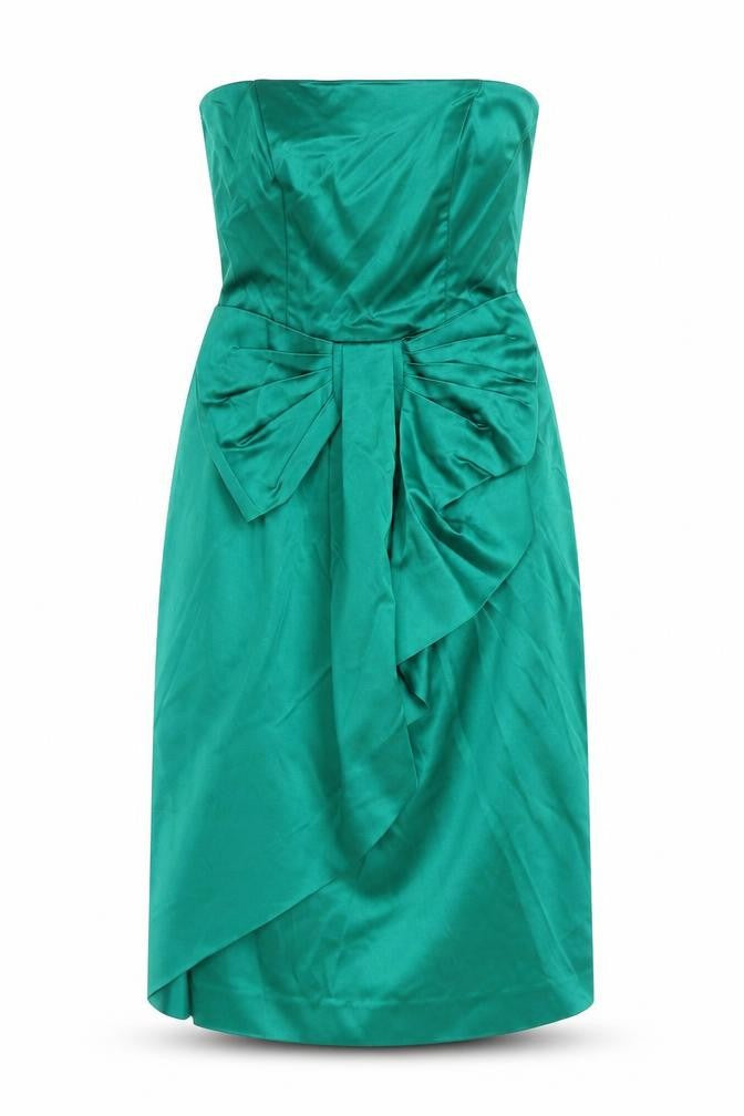 Oasis Womens Green Acetate A-Line Size 8 Off the Shoulder Zip