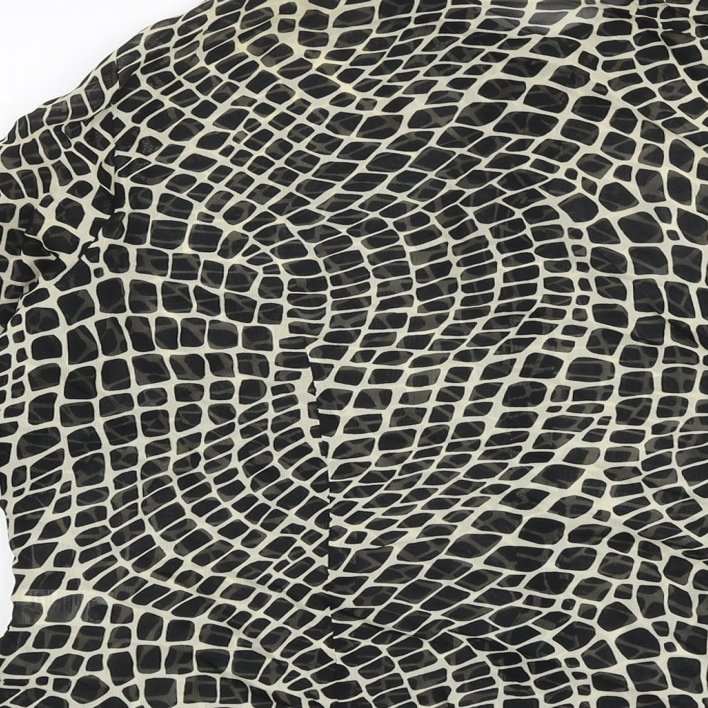 Marks and Spencer Womens Black Geometric Viscose Basic Button-Up Size 18 Collared