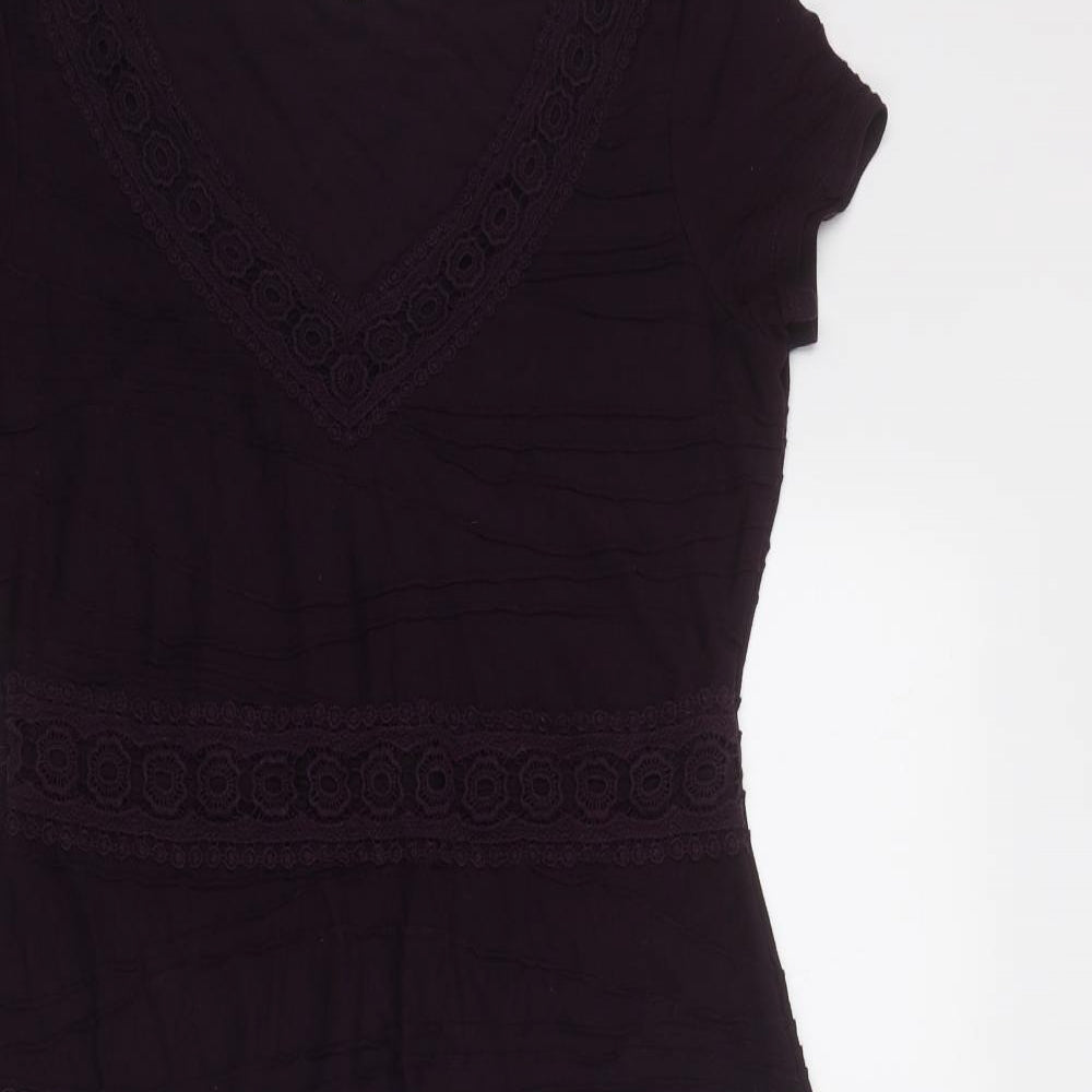 RJR.John Rocha Womens Purple Polyester Trapeze & Swing Size 12 V-Neck Pullover