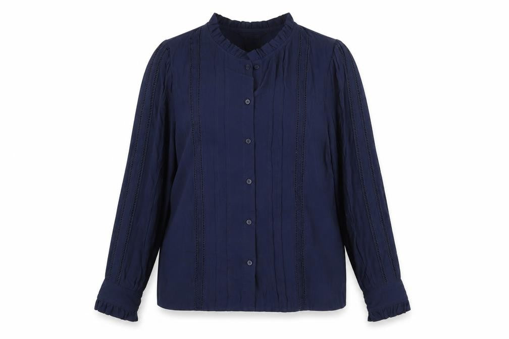 Marks and Spencer Womens Blue Viscose Basic Button-Up Size 10 Round Neck