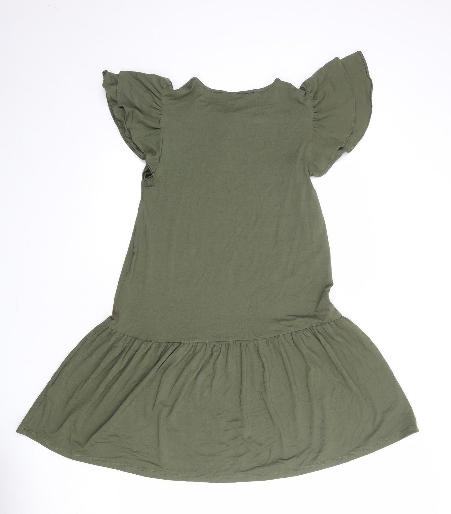 Marks and Spencer Womens Green Viscose A-Line Size 8 Round Neck Pullover