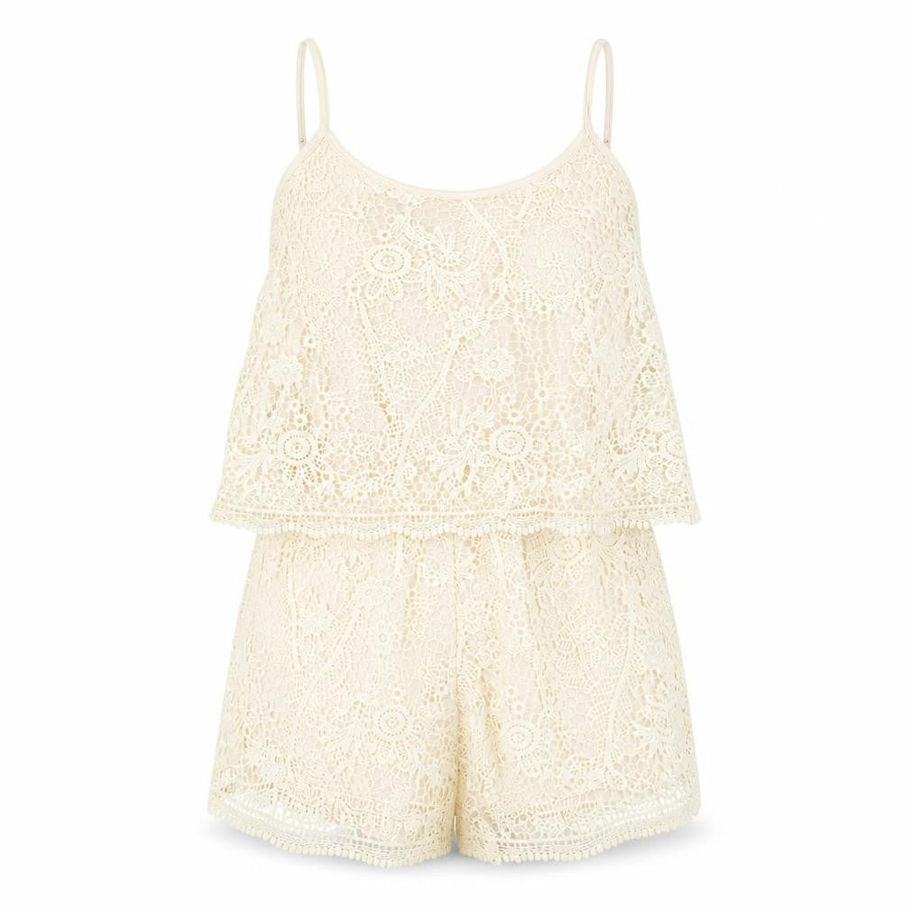 Rebel Womens Beige Floral Polyester Playsuit One-Piece Size M Pullover