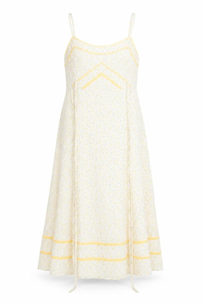 Divided by H&M Womens White Floral Polyester Slip Dress Size 8 Scoop Neck Zip
