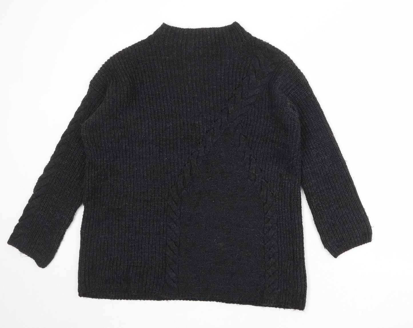 Marks and Spencer Womens Grey Mock Neck Acrylic Pullover Jumper Size S