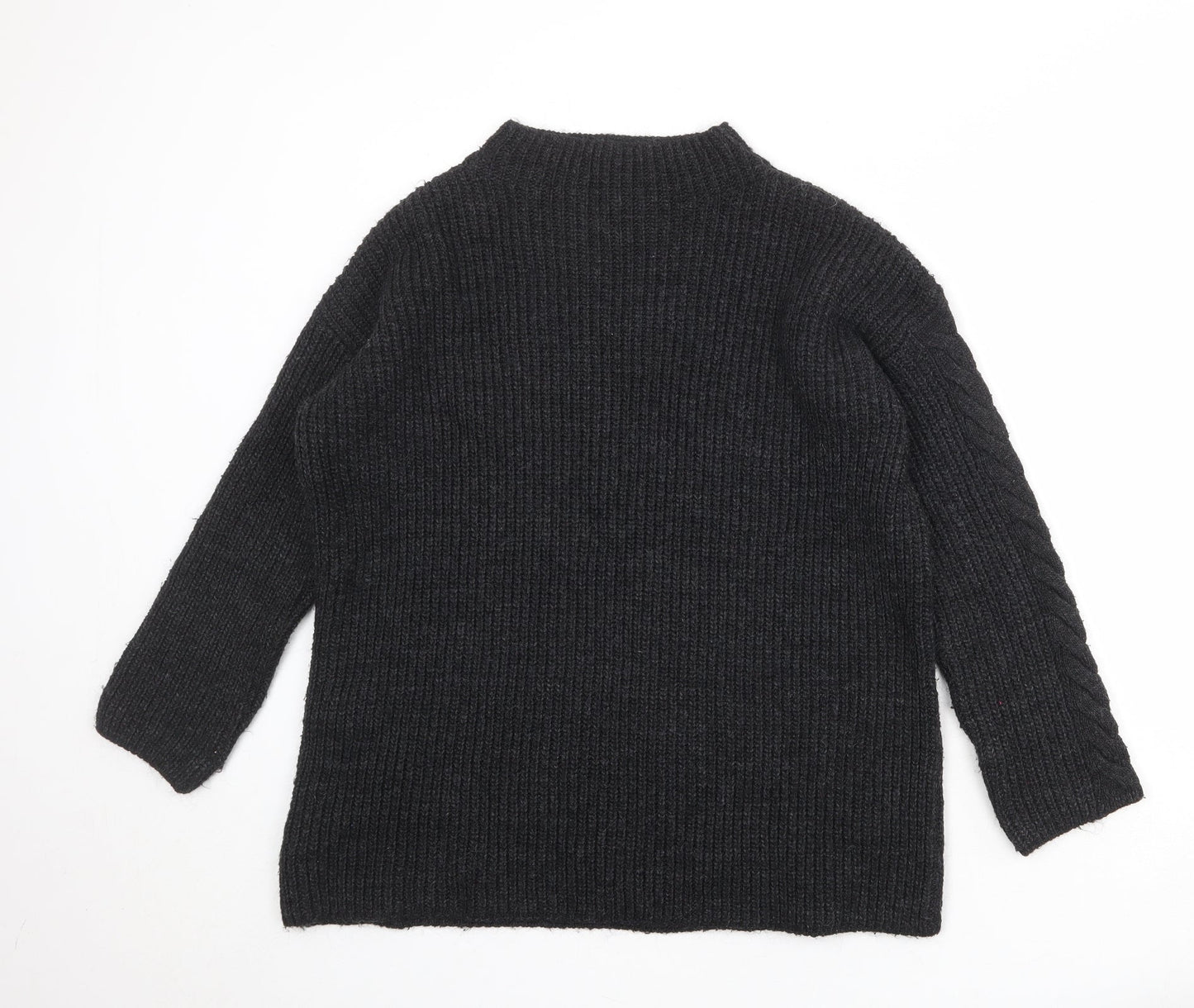 Marks and Spencer Womens Grey Mock Neck Acrylic Pullover Jumper Size S