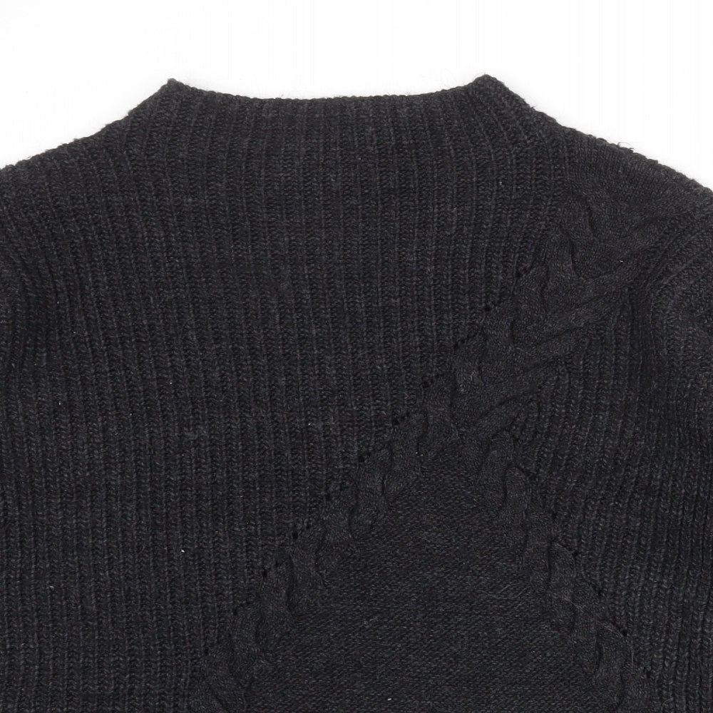 Marks and Spencer Womens Grey Mock Neck Acrylic Pullover Jumper Size S