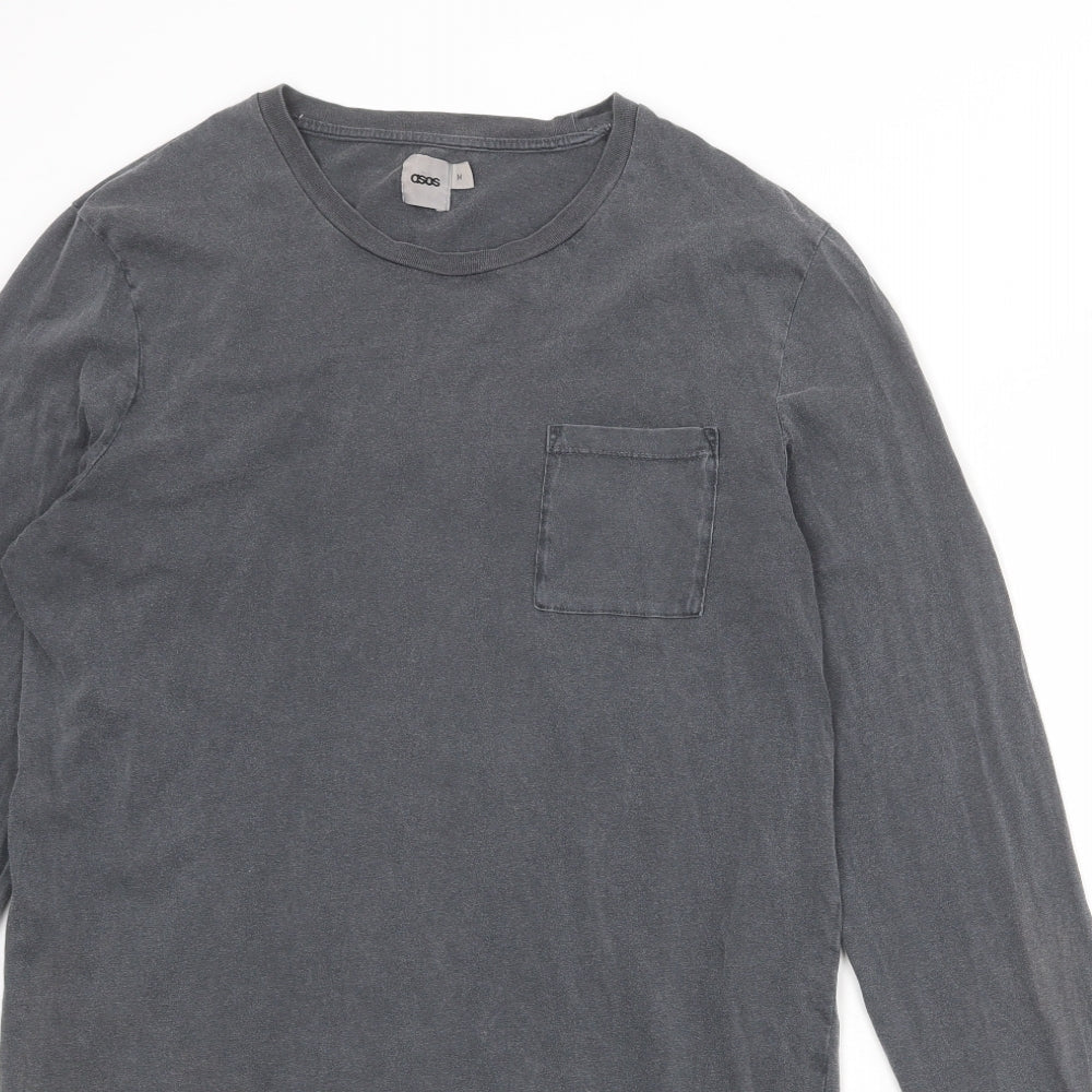 ASOS Womens Grey 100% Cotton T-Shirt Dress Size M Round Neck Zip - Zip detail on sides