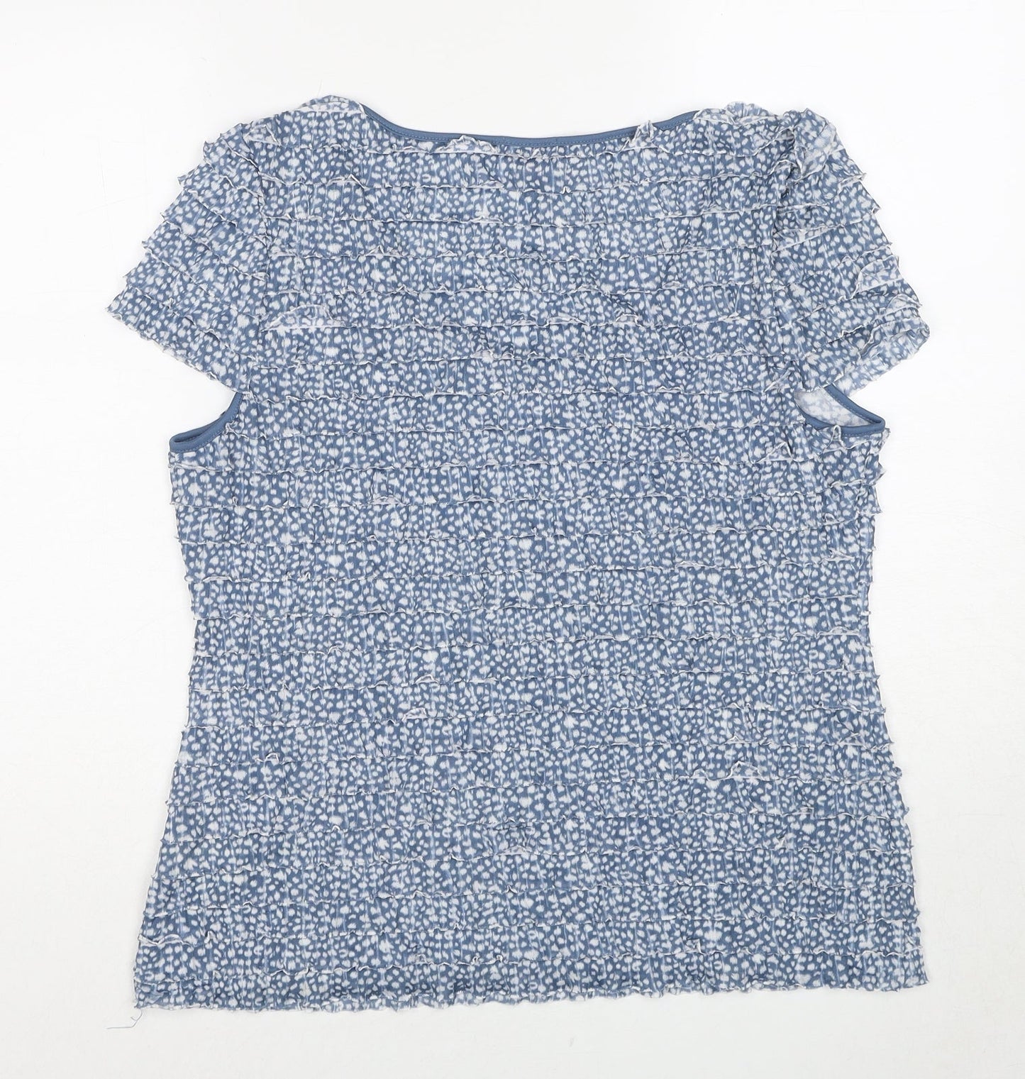Phase Eight Womens Blue Geometric Polyester Basic T-Shirt Size 8 Scoop Neck