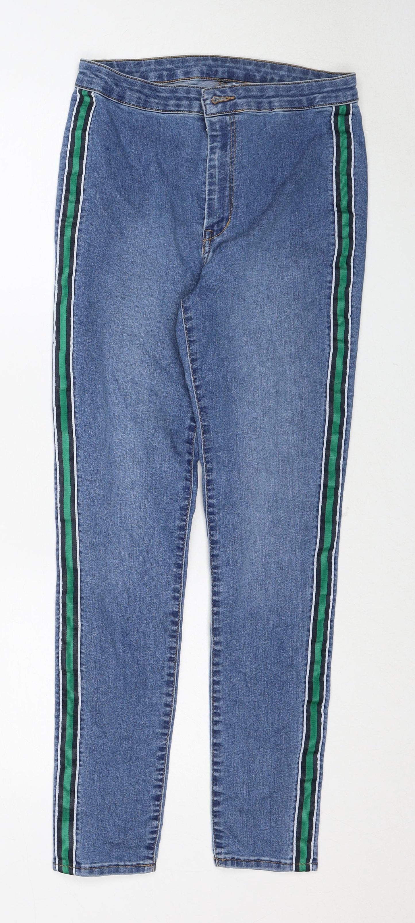 H&M Womens Blue Cotton Skinny Jeans Size 12 Regular Zip