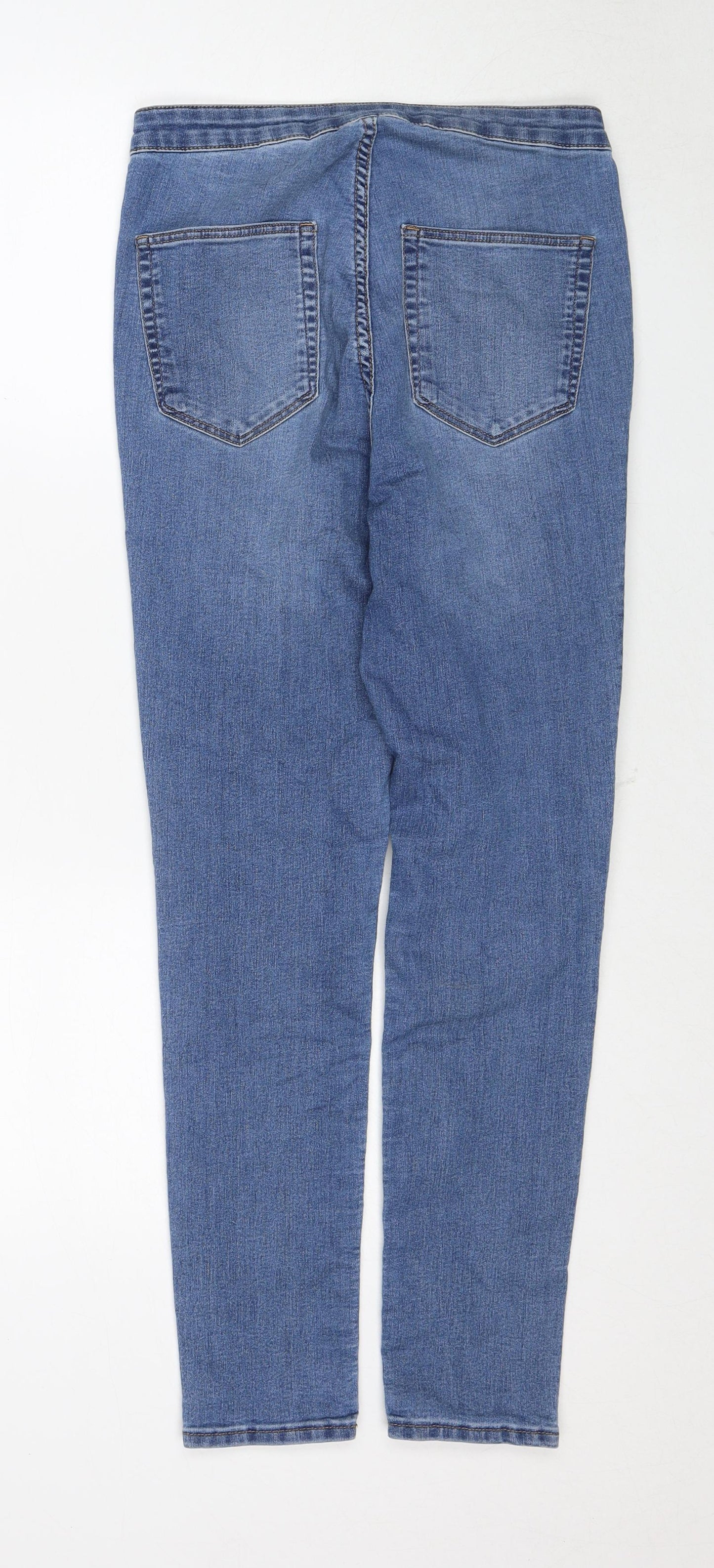 H&M Womens Blue Cotton Skinny Jeans Size 12 Regular Zip