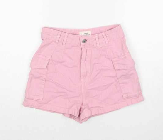 TALLY WEiJL Womens Pink Cotton Cargo Shorts Size 8 Regular Zip