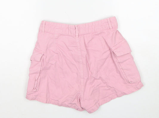 TALLY WEiJL Womens Pink Cotton Cargo Shorts Size 8 Regular Zip