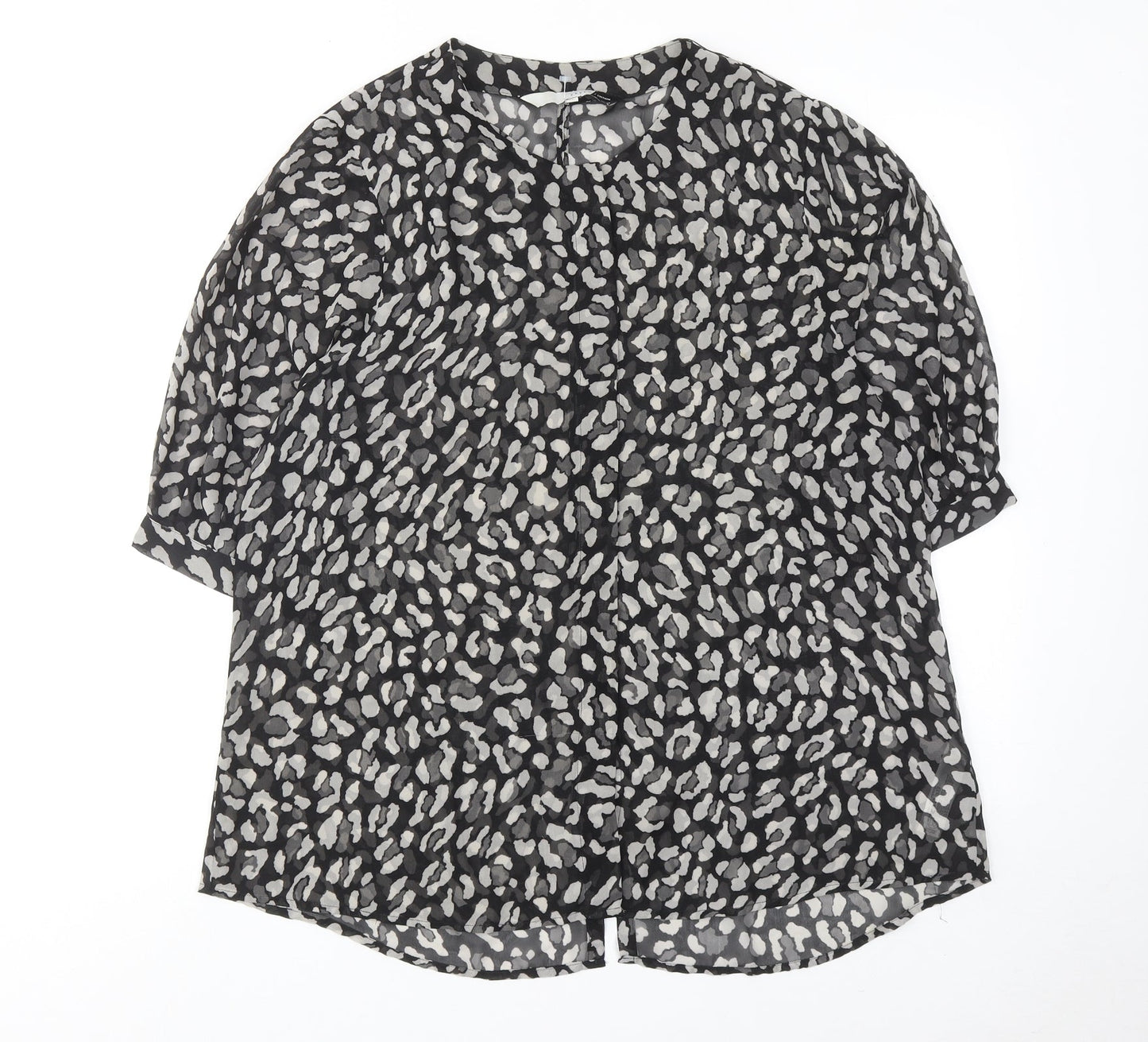 Preen/ Edition Womens Black Animal Print Polyester Basic Blouse Size 6 Boat Neck - Leopard Print