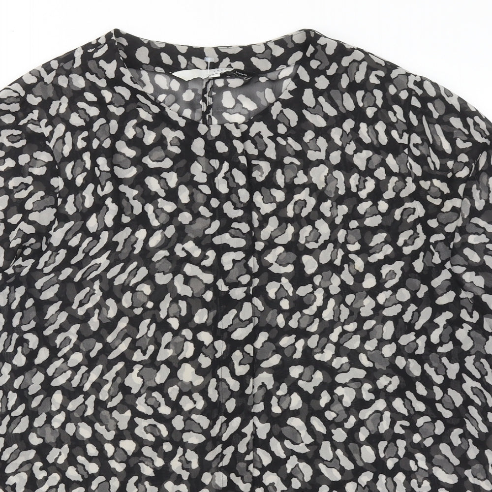 Preen/ Edition Womens Black Animal Print Polyester Basic Blouse Size 6 Boat Neck - Leopard Print