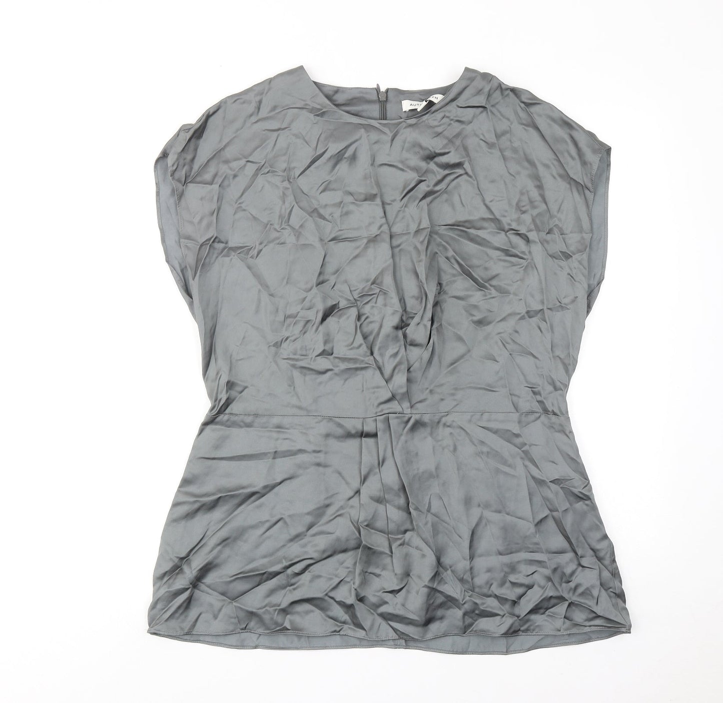 Autograph Womens Grey Viscose Basic Blouse Size 6 Round Neck