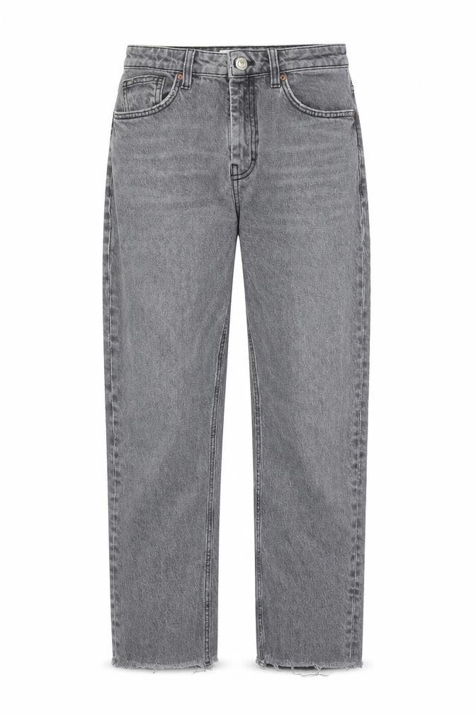 Topshop Womens Grey Cotton Straight Jeans Size 28 in L30 in Regular Zip