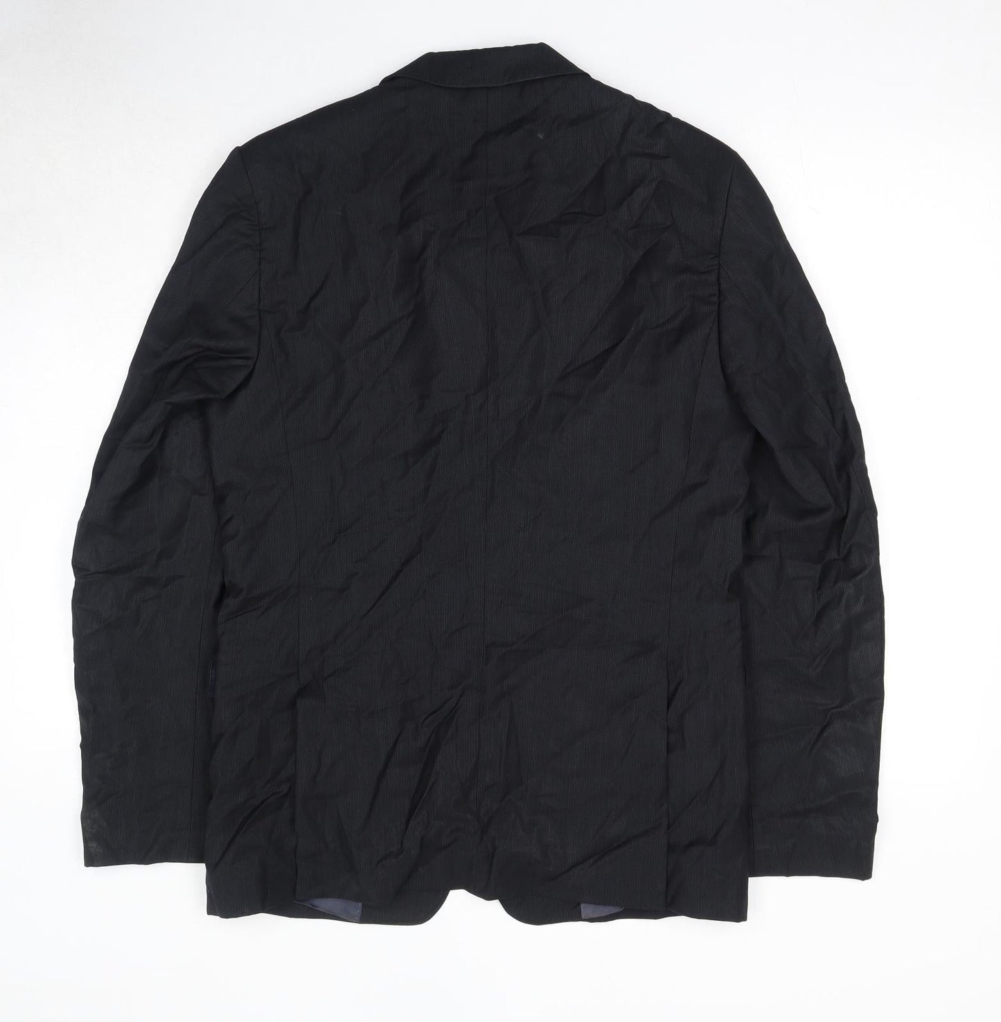 Zara Mens Black Striped Wool Jacket Suit Jacket Size S Regular - Shoulder Pads