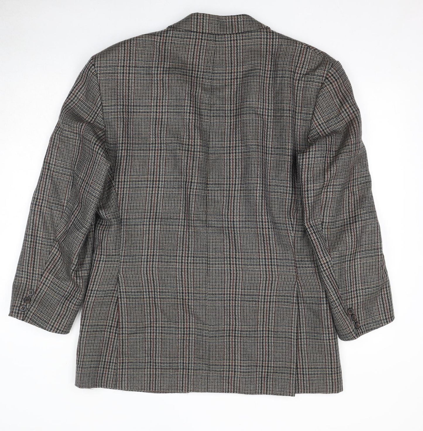 Dunn & Co Mens Grey Check Wool Jacket Blazer Size 40 Regular - Shoulder Pads