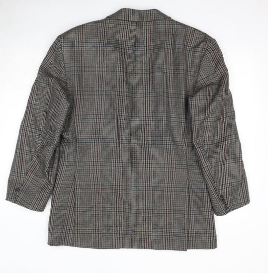Dunn & Co Mens Grey Check Wool Jacket Blazer Size 40 Regular - Shoulder Pads