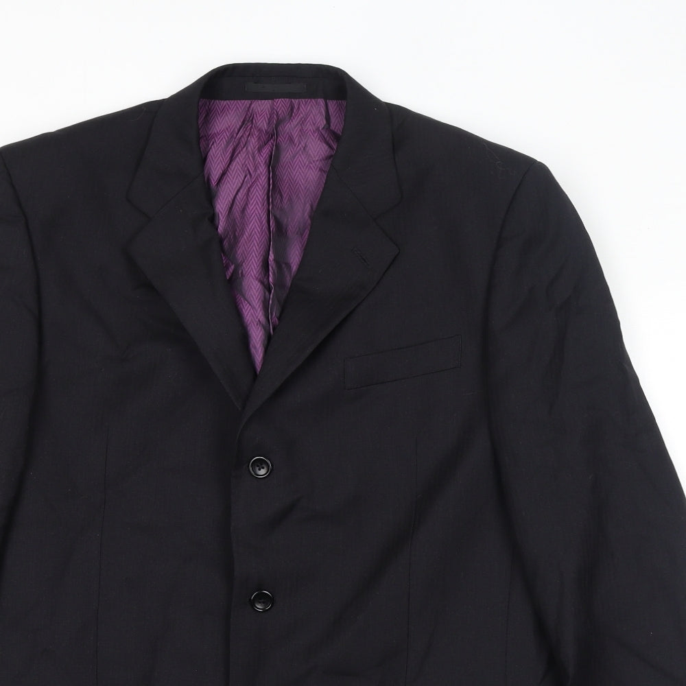 Racing Green Mens Black Wool Jacket Suit Jacket Size 42 Regular - Shoulder Pads