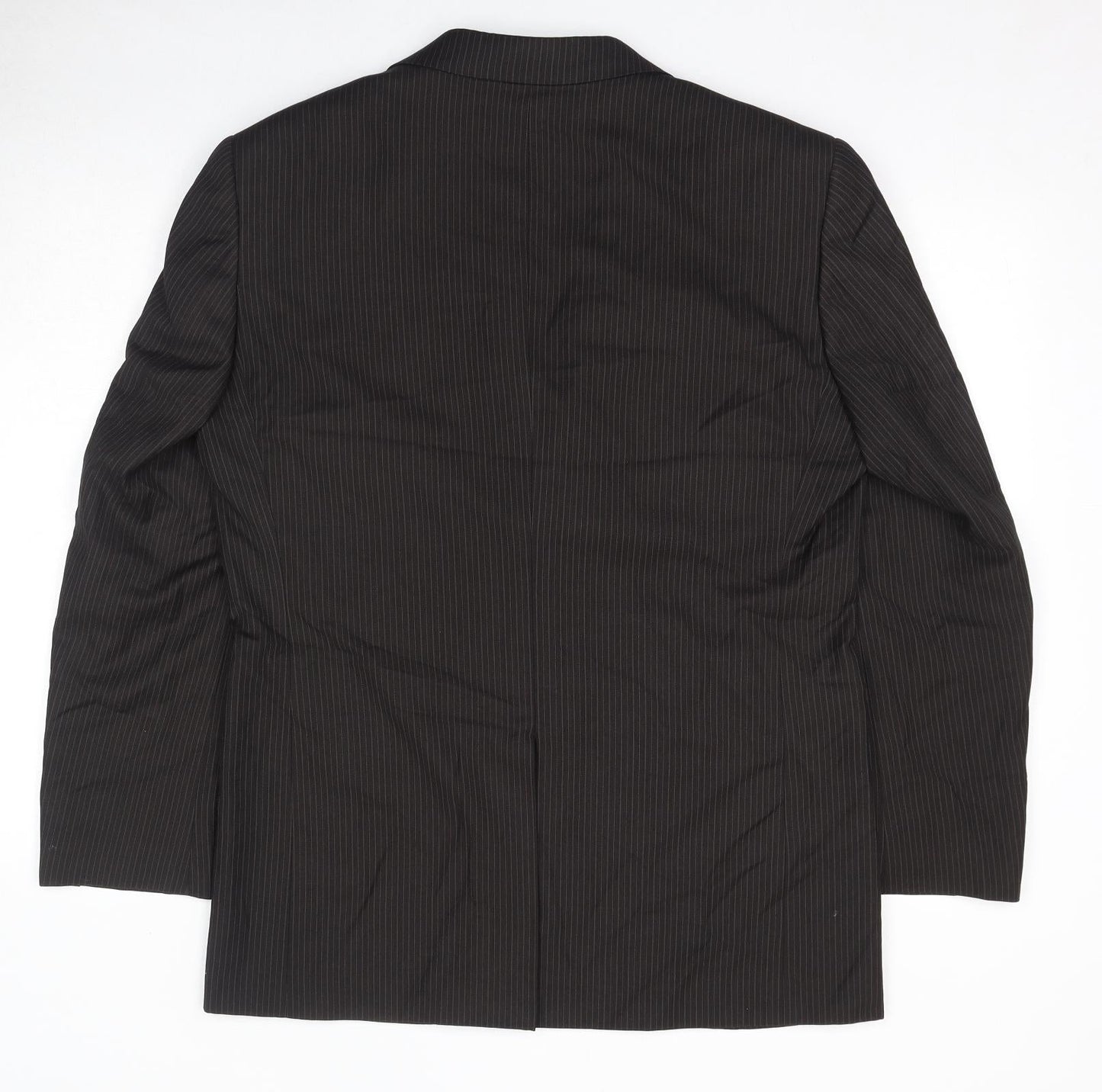 Fellini Mens Brown Striped Polyester Jacket Suit Jacket Size 40 Regular