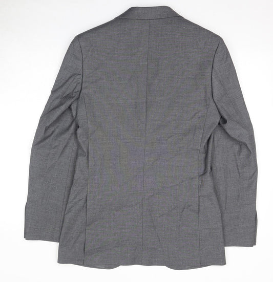 Marks and Spencer Mens Grey Polyester Jacket Suit Jacket Size 36 Regular - Shoulder Pads