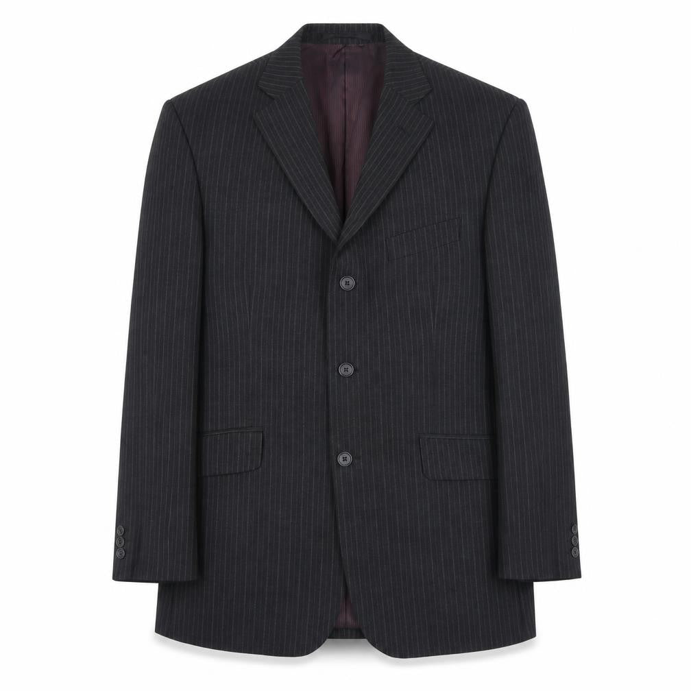Marks and Spencer Mens Black Striped Polyester Jacket Suit Jacket Size 40 Regular