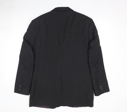 Marks and Spencer Mens Black Striped Polyester Jacket Suit Jacket Size 40 Regular